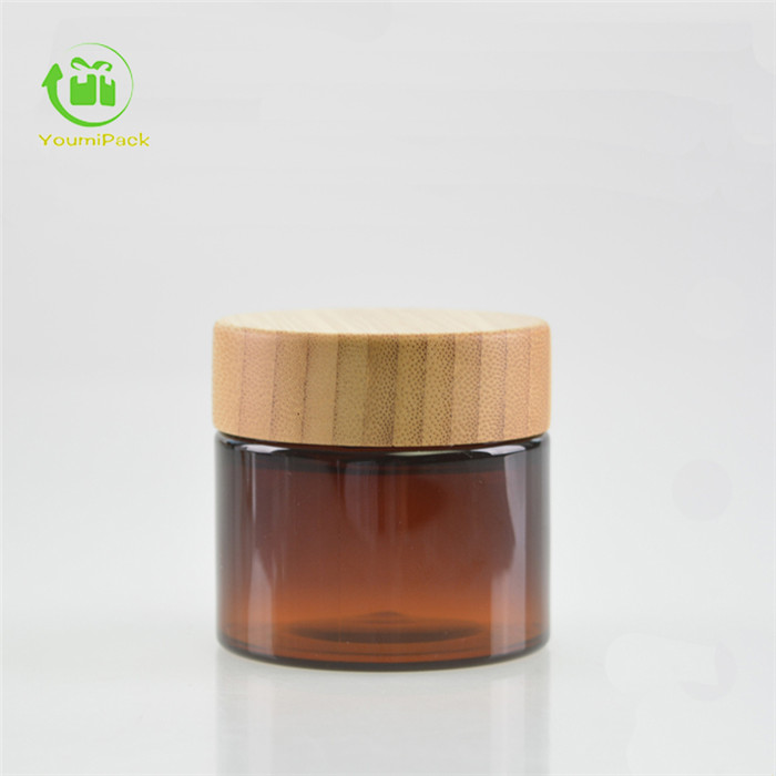 amber PET jar with bamboo lid