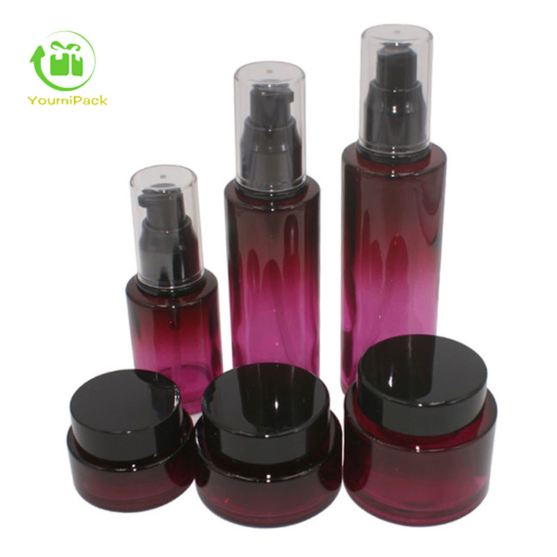 Purple painted glass packaging for skincare