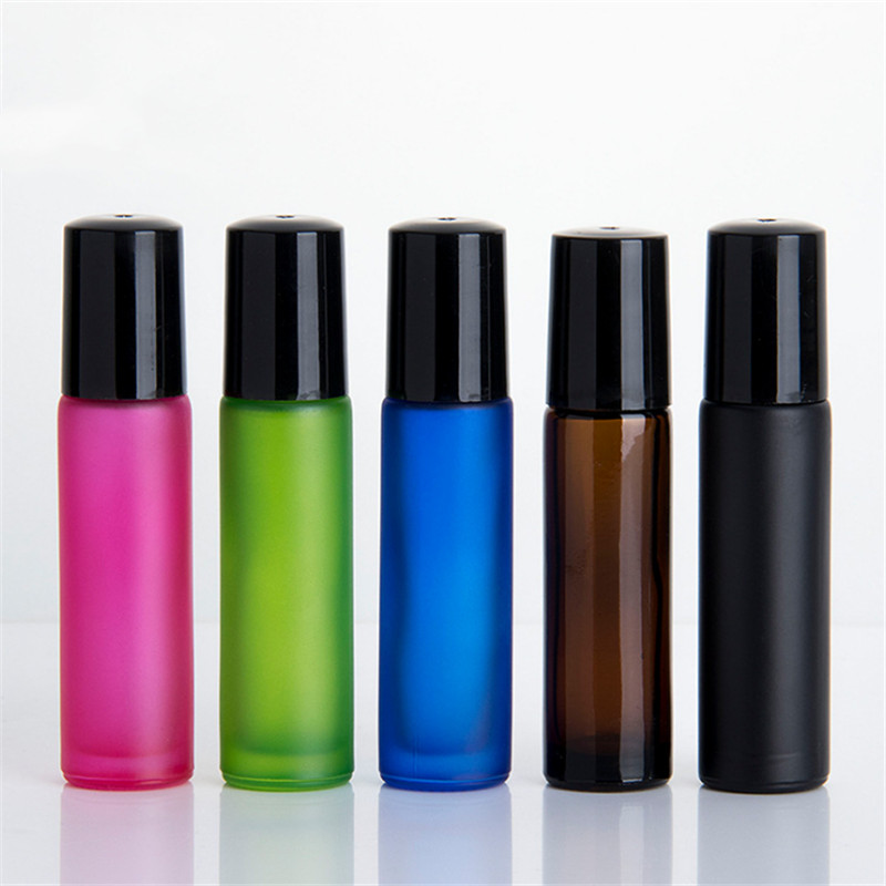 10ml colorful glass roll on bottles with caps