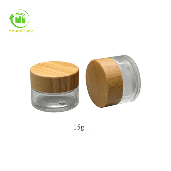 15g clear jar with bamboo cap
