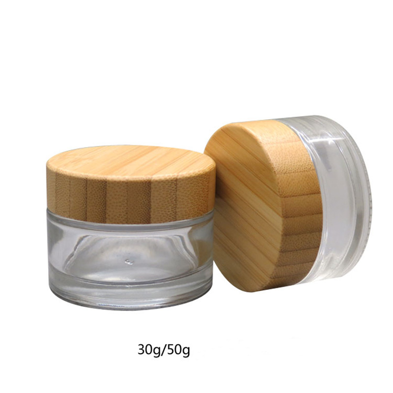 15g clear jar with bamboo cap