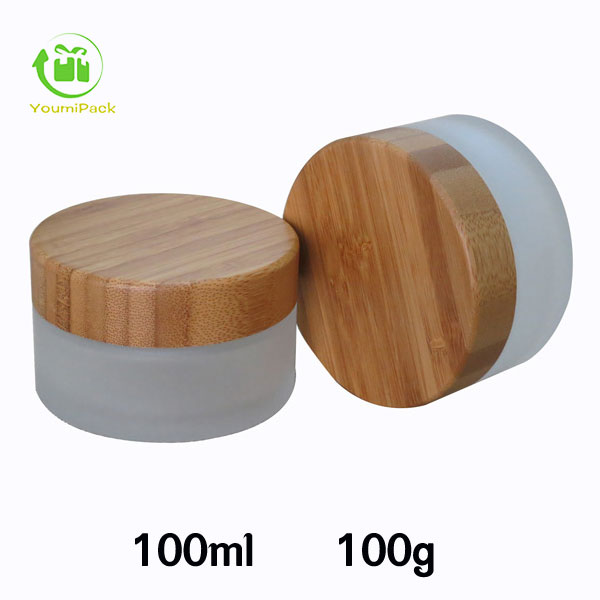 100g glass frosted jar with bamboo cap