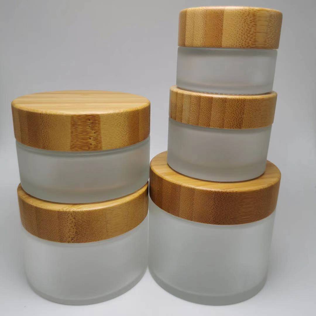 100g glass frosted jar with bamboo cap