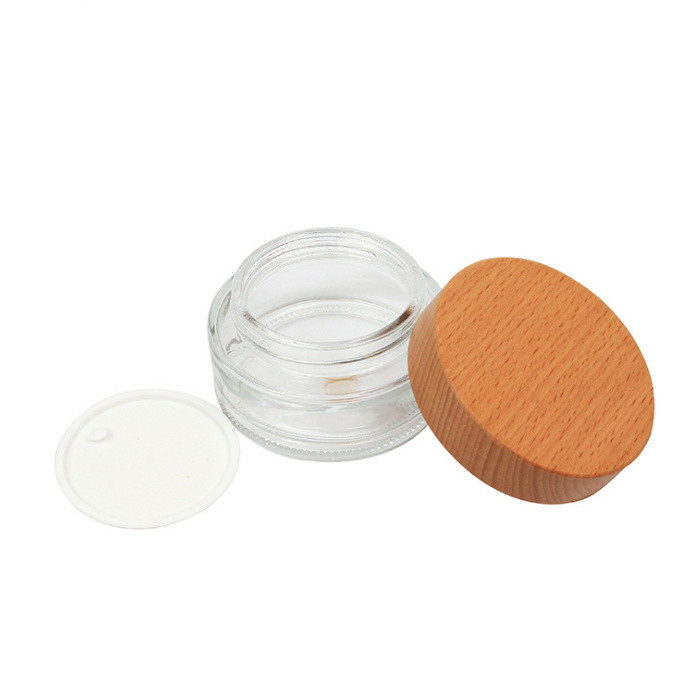 5g,15g,30g,50g,100g glass clear jar with bamboo cap