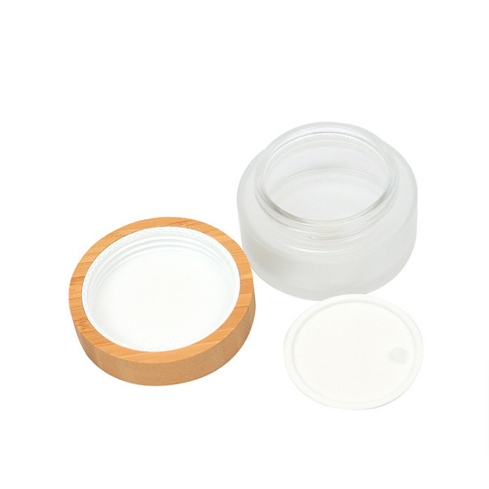 5g,15g,30g,50g,100g glass frosted jar with bamboo cap