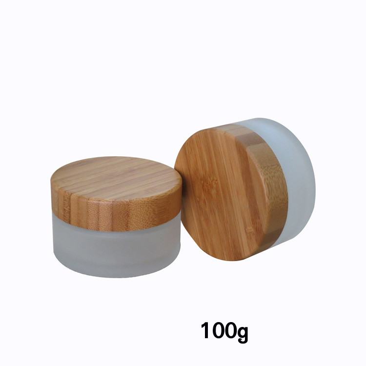 150g 200g glass frosted jar with bamboo cap