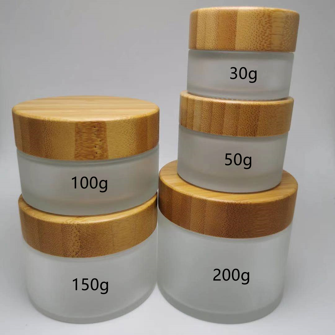 150g 200g glass frosted jar with bamboo cap